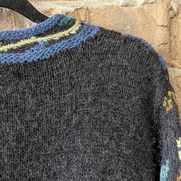 VTG 90s Jillian Jones Hand Knit Floral Wool Button Front Cardigan Size Small - Picture 5 of 6